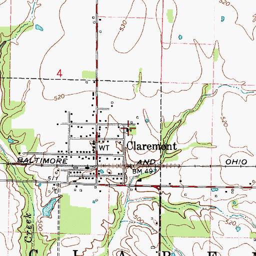 Topographic Map of Claremont Elementary School, IL