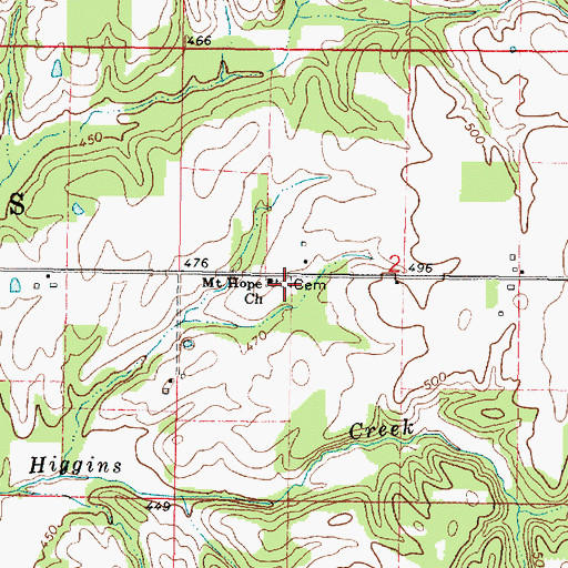 Topographic Map of Mount Hope Cemetery, IL