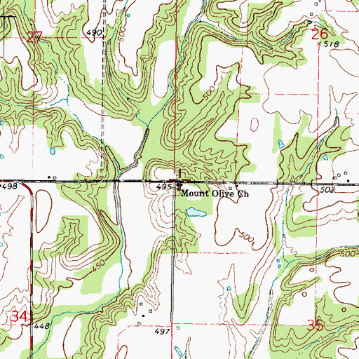 Topographic Map of Mount Olive Cemetery, IL
