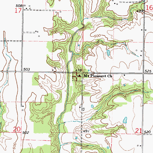 Topographic Map of Mount Pleasant Cemetery, IL
