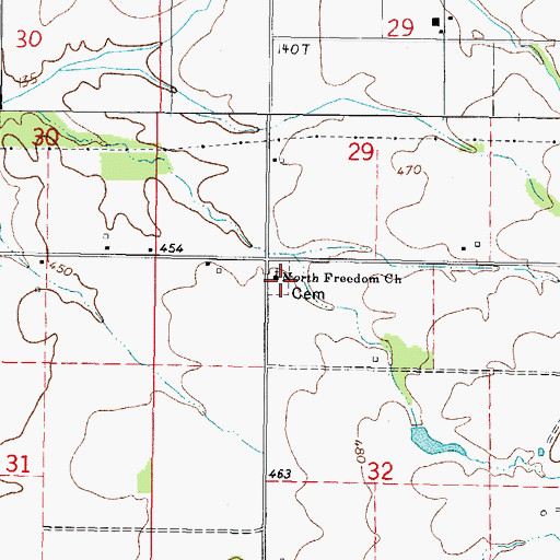 Topographic Map of North Freedom Cemetery, IL