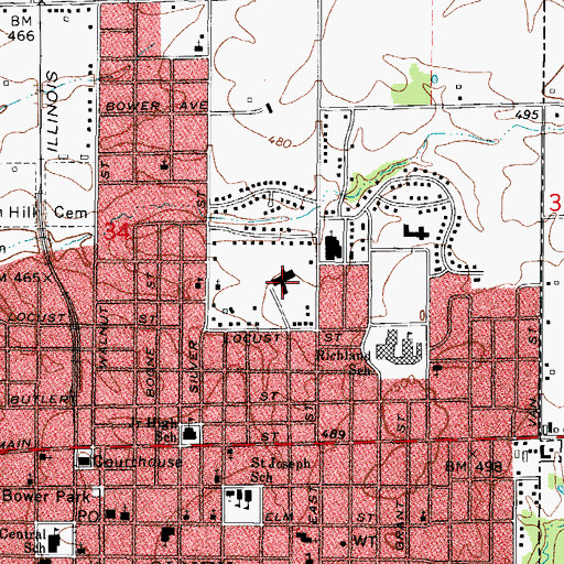 Topographic Map of Richland Memorial Hospital, IL