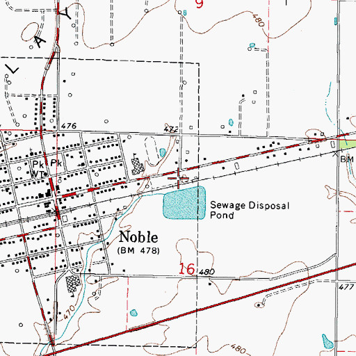 Topographic Map of Village of Noble Cemetery, IL