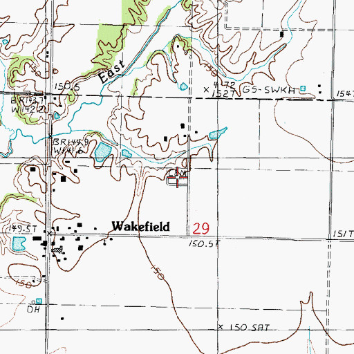 Topographic Map of Wakefield Cemetery, IL