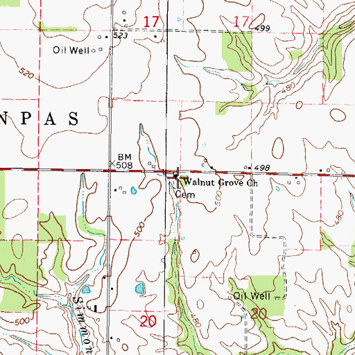 Topographic Map of Walnut Grove Cemetery, IL