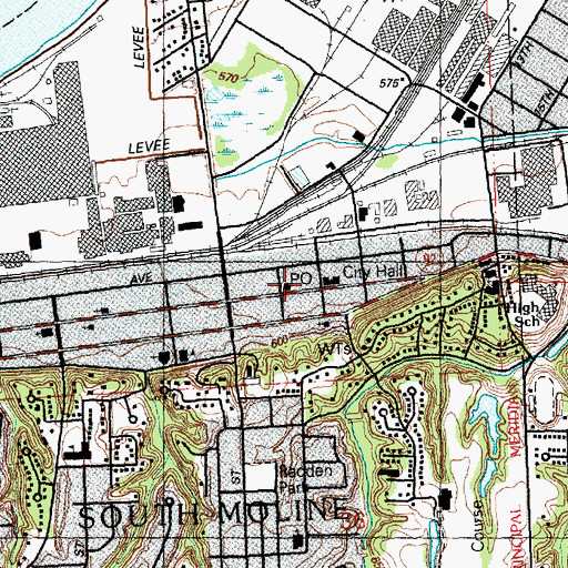 Topographic Map of East Moline Post Office, IL