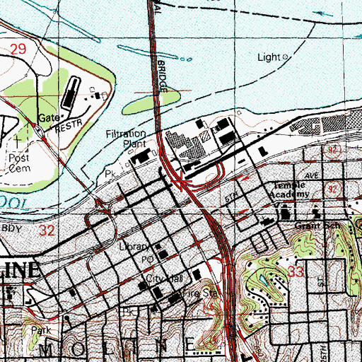 Topographic Map of Interchange 1, IL
