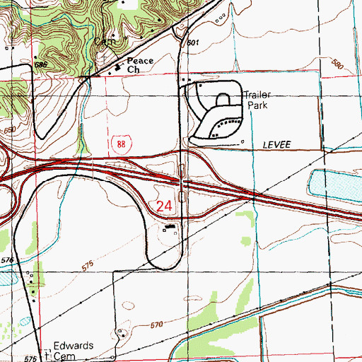 Topographic Map of Interchange 2, IL