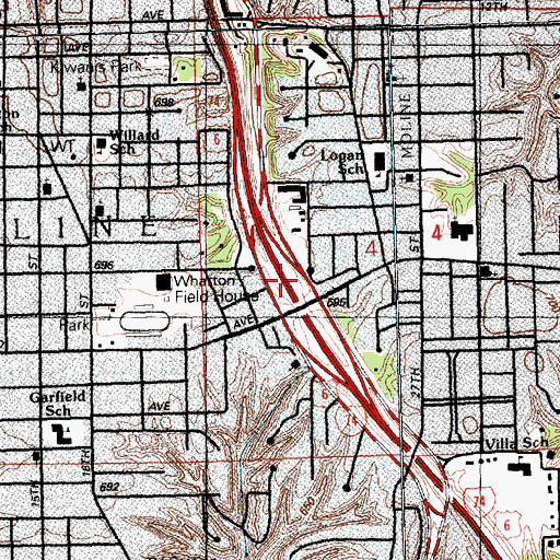 Topographic Map of Interchange 3, IL