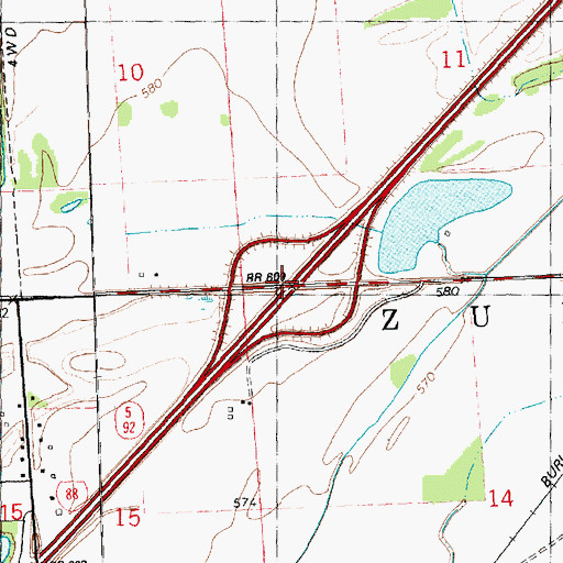 Topographic Map of Interchange 6, IL