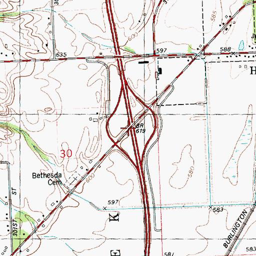 Topographic Map of Interchange 10, IL