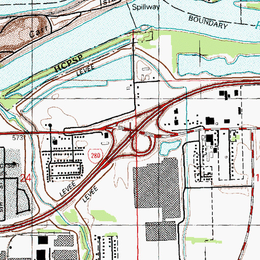 Topographic Map of Interchange 15, IL