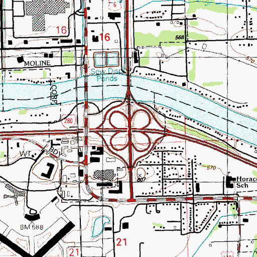 Topographic Map of Interchange 18, IL