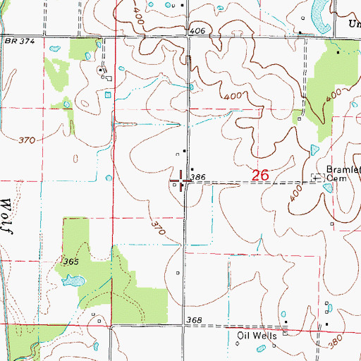 Topographic Map of Bramlet School (historical), IL
