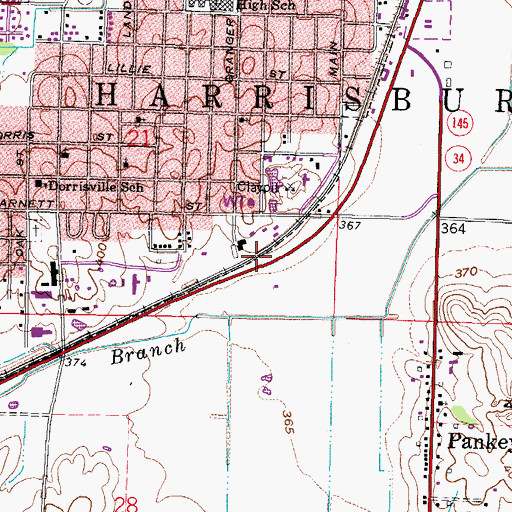 Topographic Map of Dorrisville, IL
