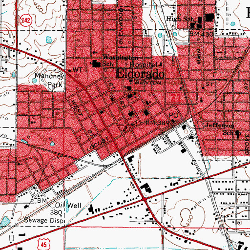 Topographic Map of Eldorado City Hall, IL