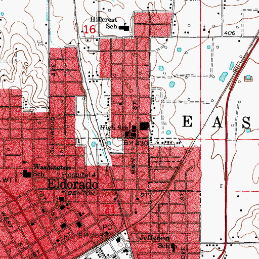Topographic Map of Eldorado High School, IL