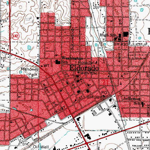Topographic Map of Ferrell Hospital, IL