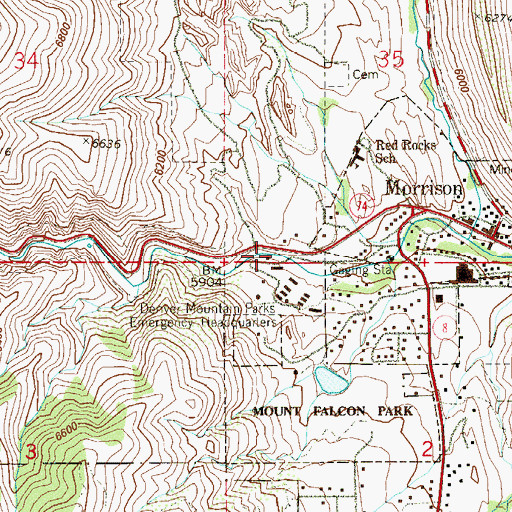 Topographic Map of Bear Creek Canyon, CO