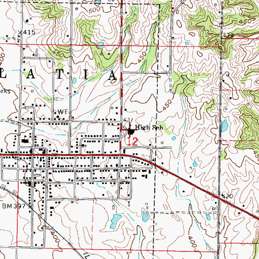 Topographic Map of Galatia High School, IL