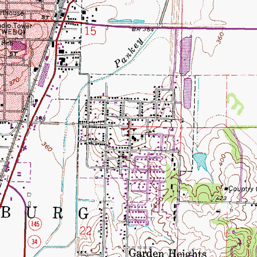 Topographic Map of Gaskins City, IL