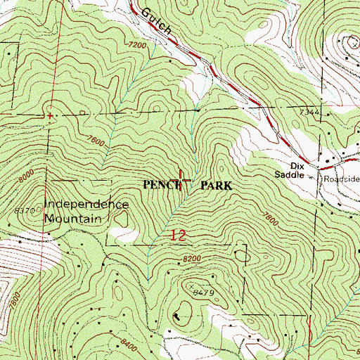 Topographic Map of Pence Park, CO