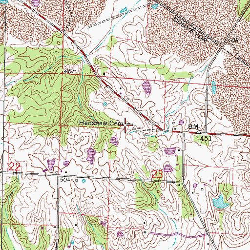 Topographic Map of Henshaw School (historical), IL