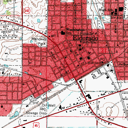 Topographic Map of Lincoln Public School (historical), IL