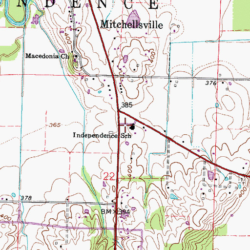 Topographic Map of Macedonia School (historical), IL