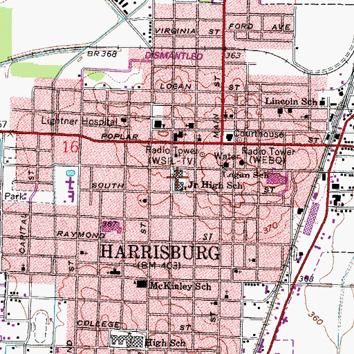 Topographic Map of Malan Junior High School, IL
