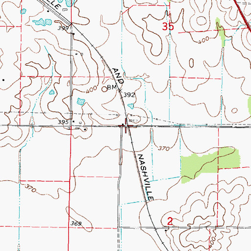 Topographic Map of Red Bud (historical), IL