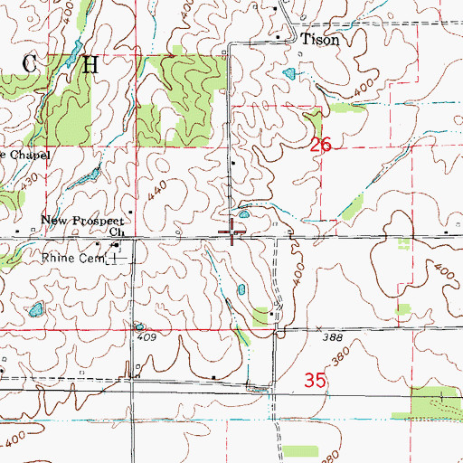 Topographic Map of Rhine School (historical), IL