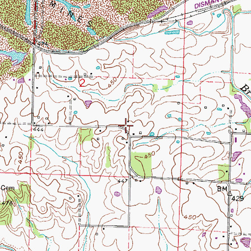 Topographic Map of Shelton School (historical), IL