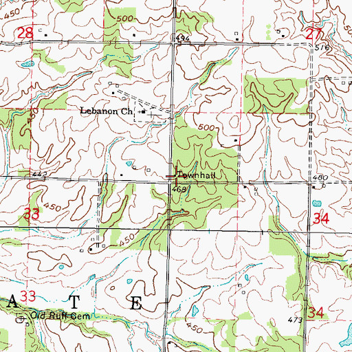 Topographic Map of Tate Townhall, IL