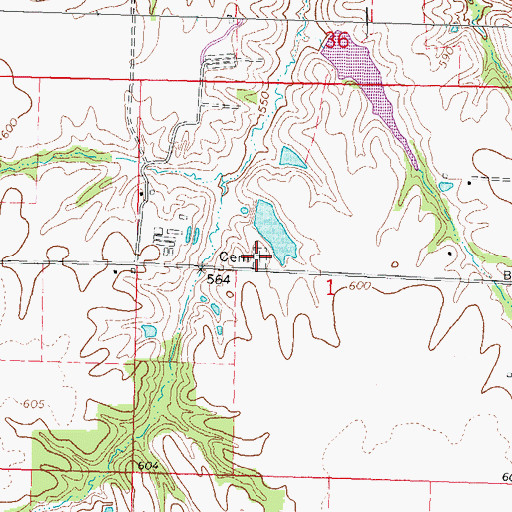 Topographic Map of Anderson Cemetery, IL