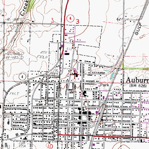 Topographic Map of Auburn High School, IL