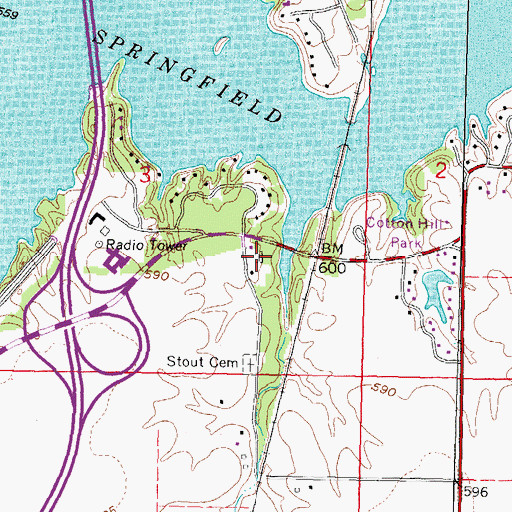 Topographic Map of Beck Cemetery, IL