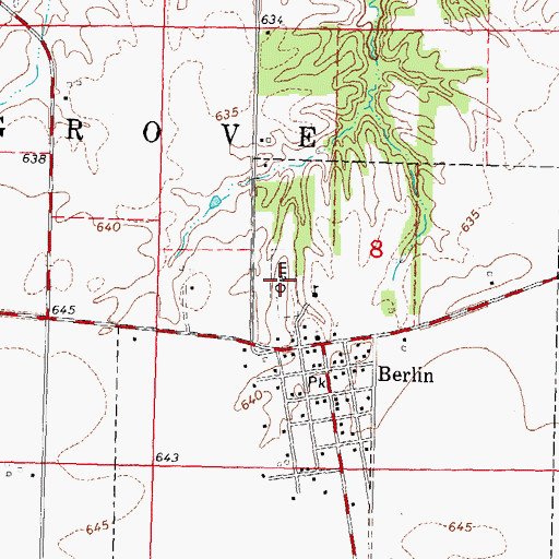 Topographic Map of Berlin Cemetery, IL