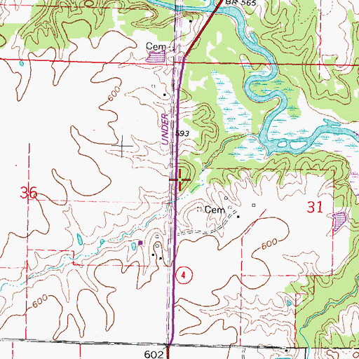 Topographic Map of Bethel Cemetery, IL