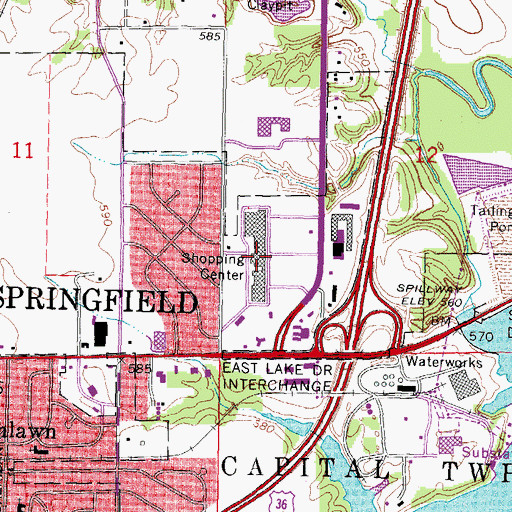 Topographic Map of Capital City Shopping Center, IL