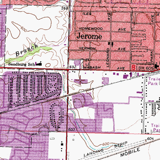 Topographic Map of Chatham Square Shopping Center, IL