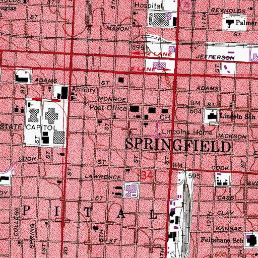 Topographic Map of Christ Episcopal Church, IL