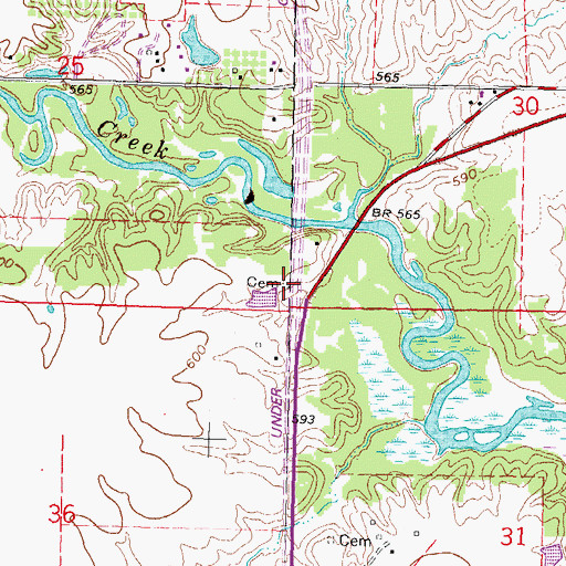 Topographic Map of Cloyd Cemetery, IL