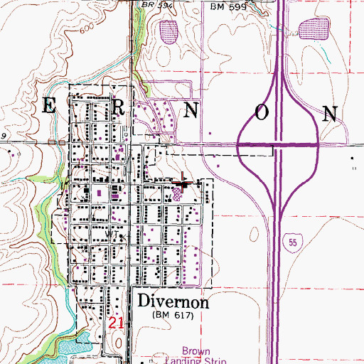 Topographic Map of Divernon Elementary School, IL