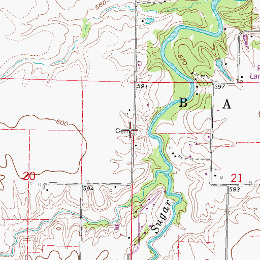 Topographic Map of Easley Cemetery, IL