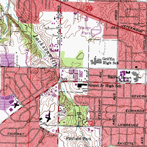 Topographic Map of Fairhills Shopping Center, IL