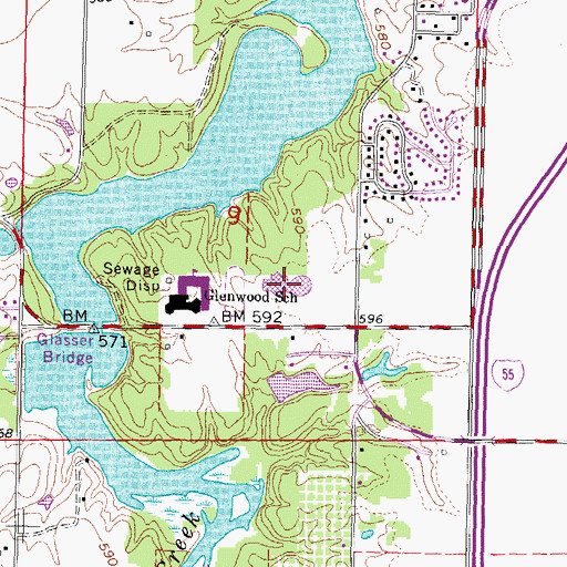 Topographic Map of Glenwood Junior High School, IL