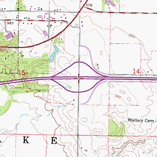 Topographic Map of Interchange 5, IL