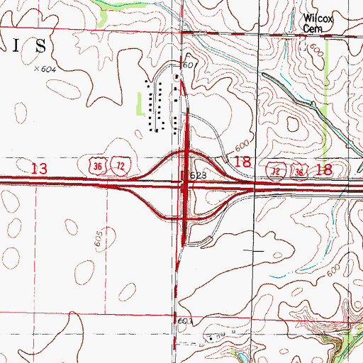 Topographic Map of Interchange 19, IL