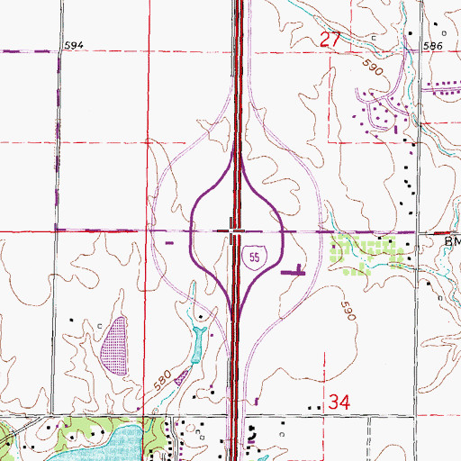 Topographic Map of Interchange 90, IL